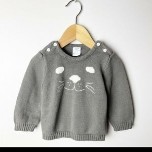 ROSIE POPE Baby Cotton Cat Sweater-9M- Unisex